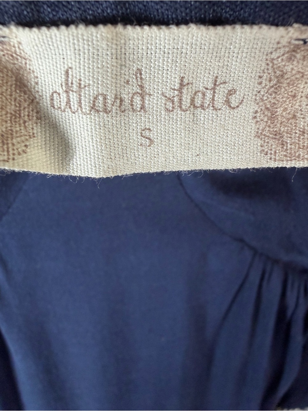 Altar'd State Navy Boho Long Sleeve V-Neck Dress with White Embroidery Small 💕 - Picture 2 of 9